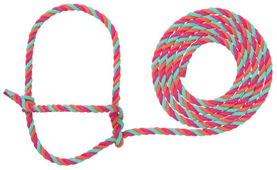 Colorful braided rope on a white background