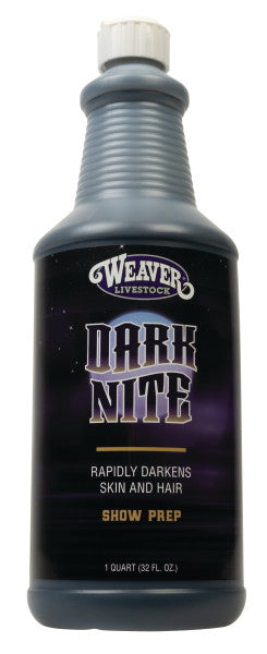 Bottle of Weaver's Dark Nite hair and skin darkening product on a white background