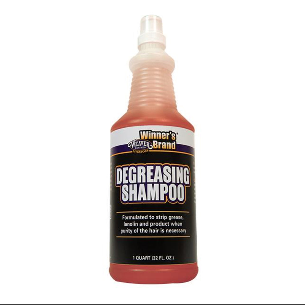 Bottle of 'Winner's Brand' degreasing shampoo on a white background