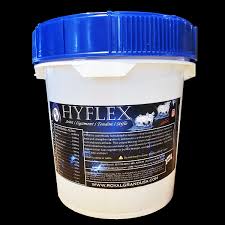 Container with blue lid and black label on a white background