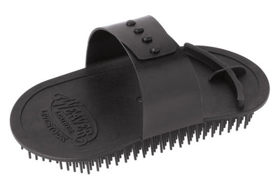 Black rubber sandal with brush sole on a white background