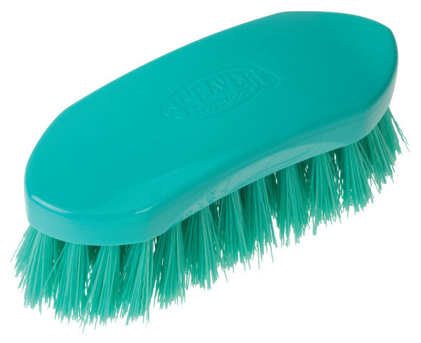 Green brush with bristles on a white background