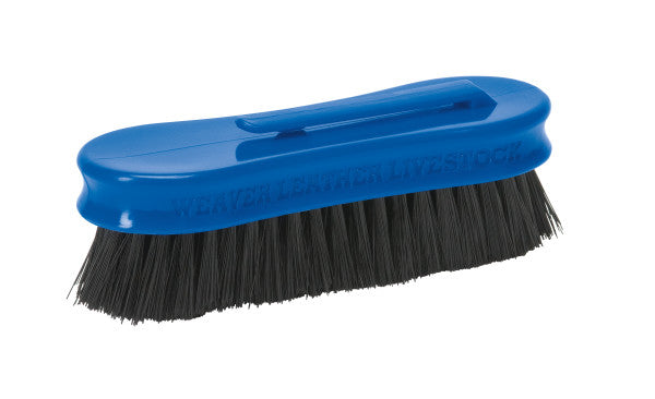 Blue brush with black bristles on a white background