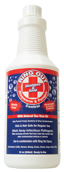 Ring Out Shampoo & Soap bottle for ruffworm & furuncle control on a white background