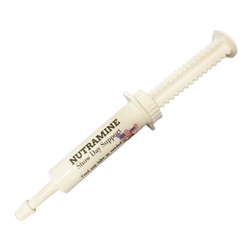 White syringe labeled 'Nutramine' on a white background