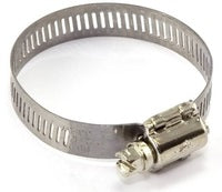 Metal hose clamp on a white background