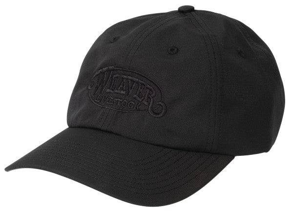 Black cap with a logo on a white background