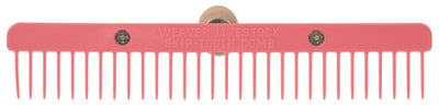 Pink comb with gold accents on a white background
