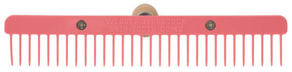 Pink comb with gold accents on a white background